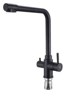 Смеситель для кухни РМС SUS125BL-017F-015 с подключением фильтра чёрный